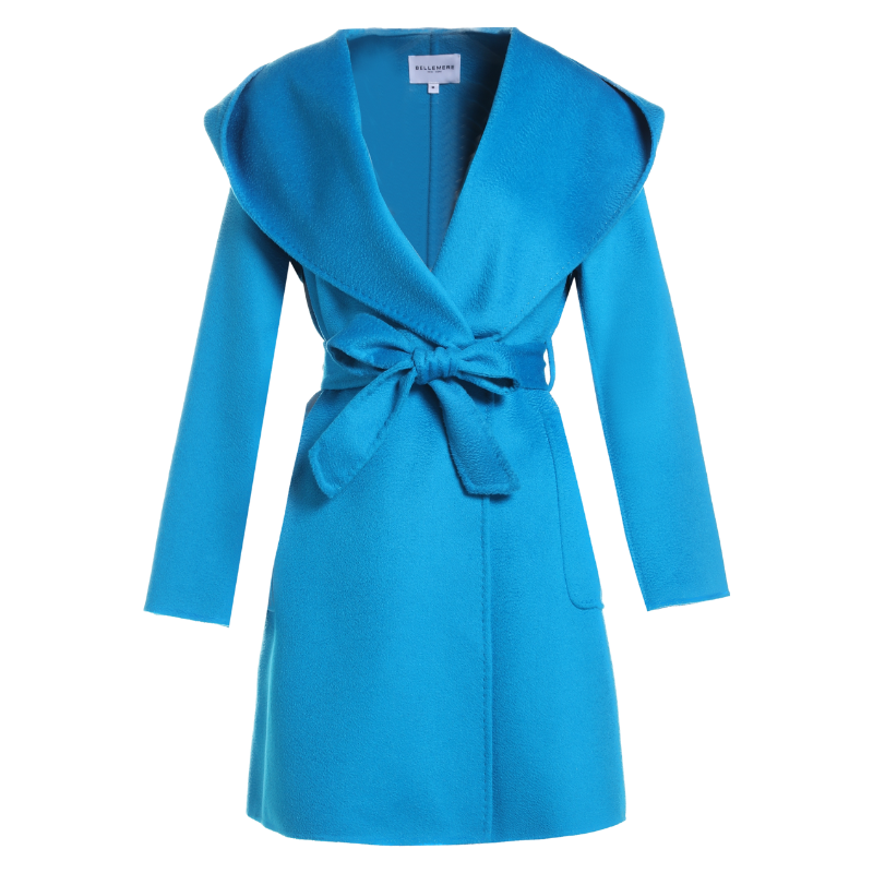 Womens Coat, Wool, Hooded Belted