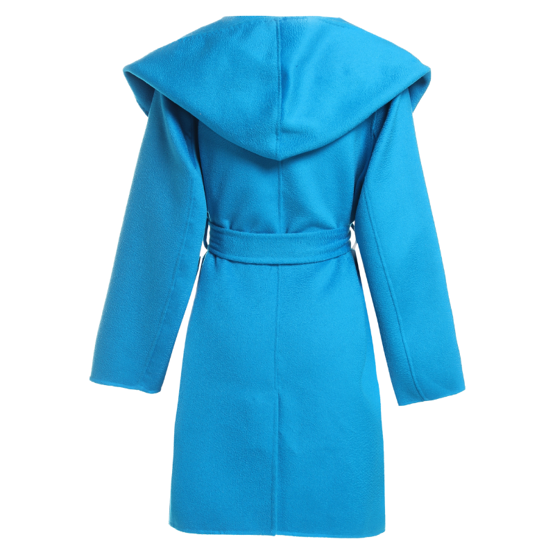Womens Coat, Wool, Hooded Belted