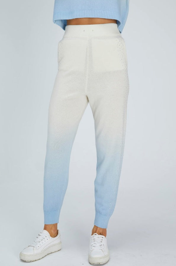 Polar Bear Gradient Cashmere Cropped Sweater-Pant SET (With Crystal Touch)