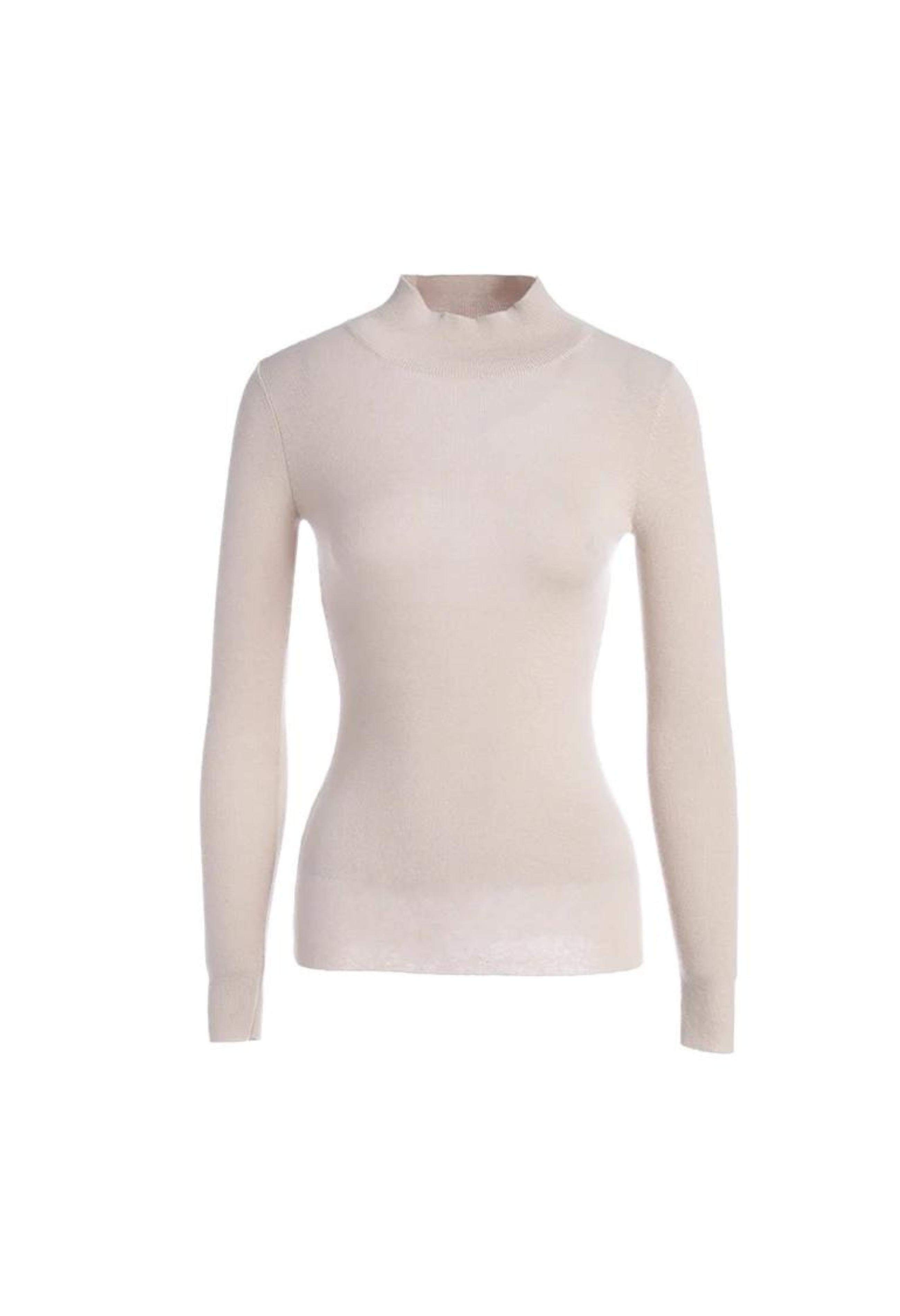 Fitted Mock-Neck Sweater (White Worsted Cashmere Staple)