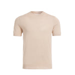 Load image into Gallery viewer, Silk Cashmere High Neck Short Sleeve Tee | Sand | Bellemere New York | 100% Cashmere Sustainable
