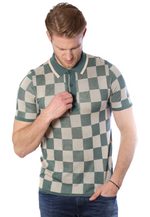 Lade das Bild in den Galerie-Viewer, Check Tencel Polo | Green White Chequered Size S M L XL XXL | Bellemere New York 100% Sustainable Fashion | 100% Tencel | Tennis &amp; Golf Polo Shirt
