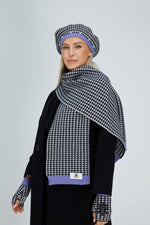 Load image into Gallery viewer, Houndstooth Scarf (Multicolor Cashmere with Rib Details)
