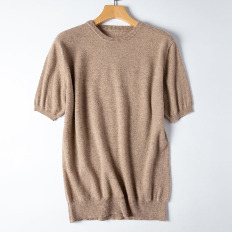 Trendy Short-Sleeve Cashmere Top