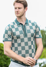 Load image into Gallery viewer, Check Tencel Polo | Green White Chequered Size S M L XL XXL | Bellemere New York 100% Sustainable Fashion | 100% Tencel | Tennis &amp; Golf Polo Shirt
