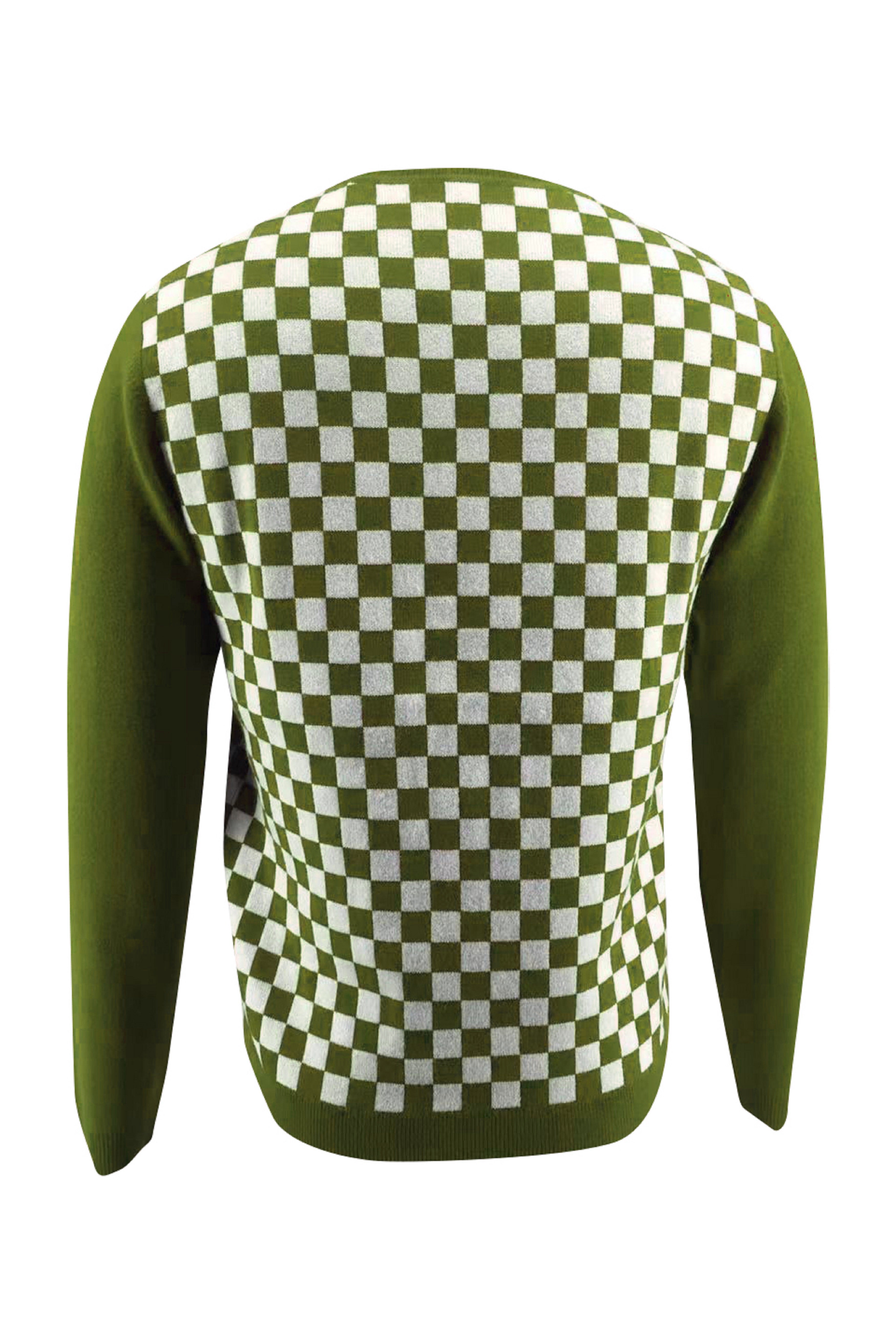 Merino Wool Cashmere | Winter Checkered Sweater | Checkered Long Sleeve | Bellemere New York