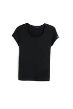 将图片加载到图库查看器，135G Ultra light Deep U Neck Mercerized Cotton Women T-shirt - Bellemere New York 
