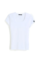 Carica l&#39;immagine nel visualizzatore di Gallery, 135G Ultra light Deep U Neck Mercerized Cotton Women T-shirt - Bellemere New York 
