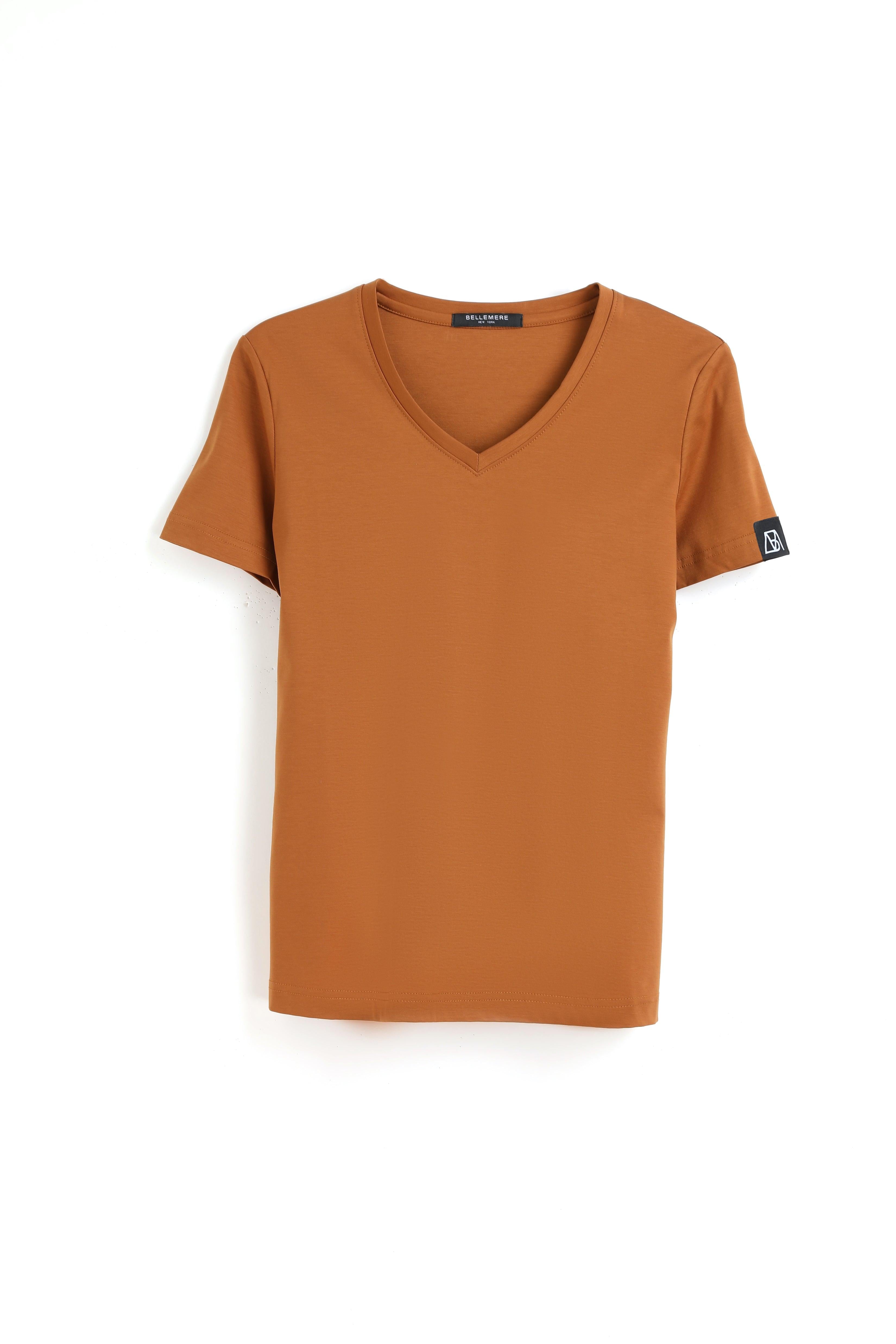 190g Mercerized Cotton Women V Neck T-shirt - Bellemere New York 