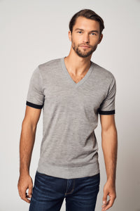 Striped Short-Sleeve Cashmere T-shirt811345718509736