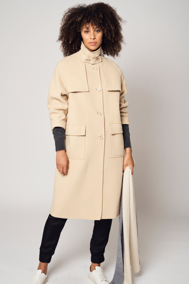 Beige wool hotsell coat womens