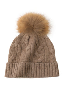 Soft Cable-Knit Mongolian Cashmere Beanie1132158458446066