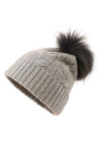 Soft Cable-Knit Mongolian Cashmere Beanie1832158458675442
