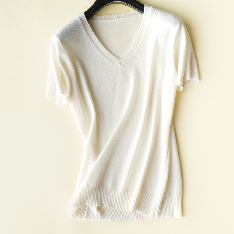 Silk Cashmere V-Neck T-Shirt