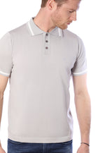 Load image into Gallery viewer, Tencel Polo With Stripe Detail | Grey Size S M L XL | Bellemere New York 100% Sustainable Fashion | 100% Tencel | Tennis &amp; Golf Polo Shirt
