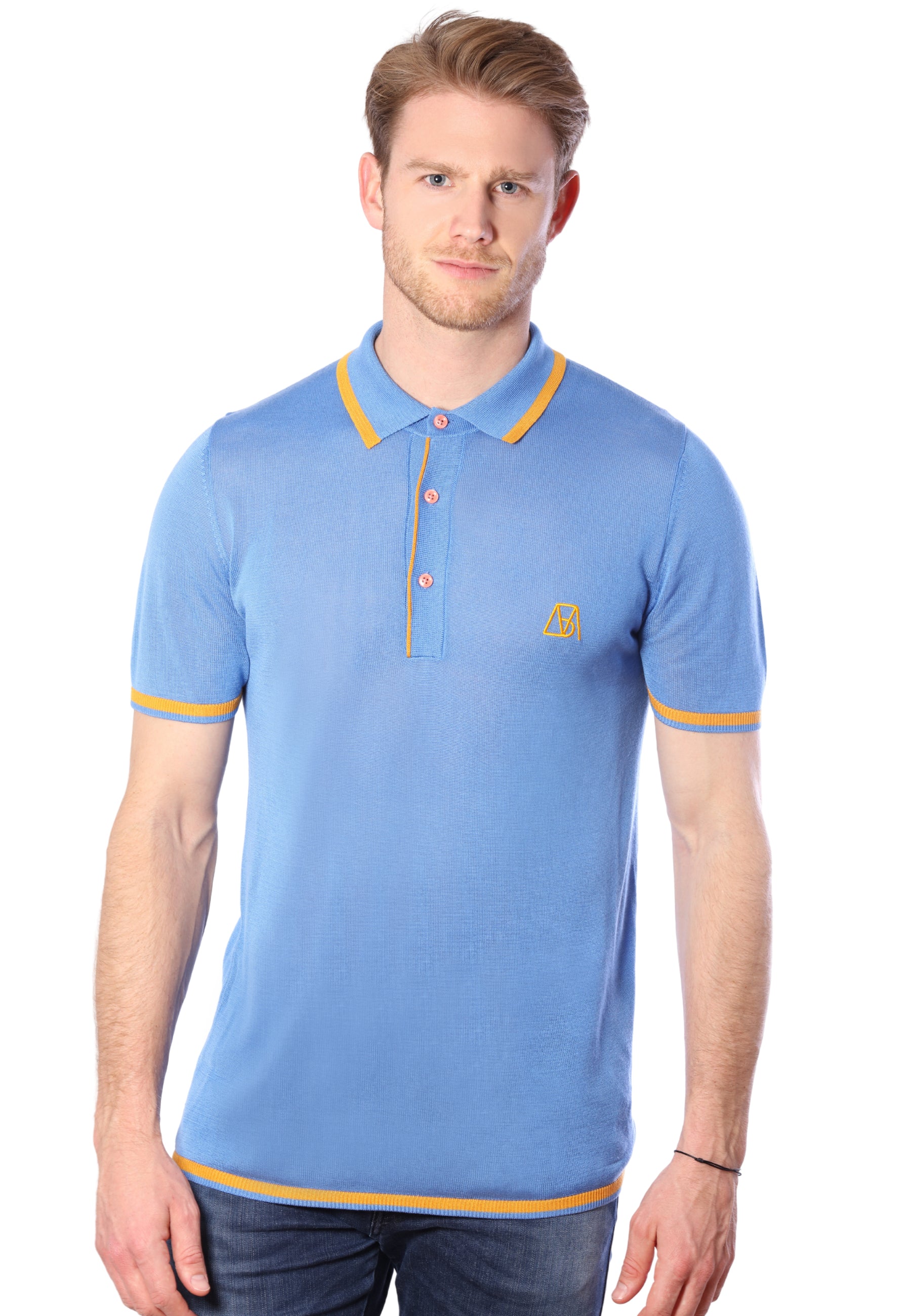 Men’s Two-Tone Contrast Tencel Polo | Blue Size S M L XL XXL | Bellemere New York 100% Sustainable Fashion | 100% Tencel | Tennis & Golf Polo Shirt