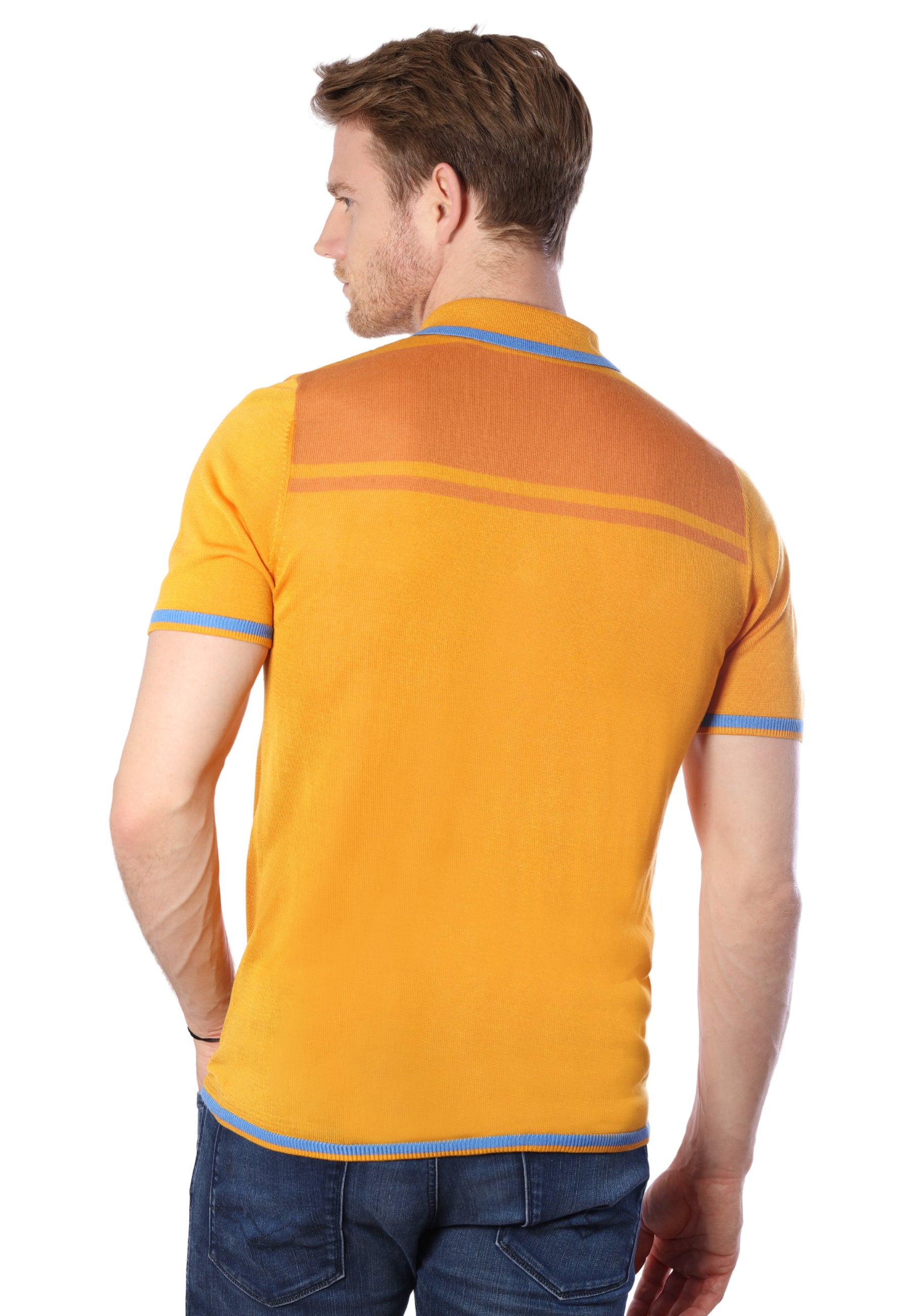 Men’s Two-Tone Contrast Tencel Polo | Orange Size S M L XL XXL | Bellemere New York 100% Sustainable Fashion | 100% Tencel | Tennis & Golf Polo Shirt