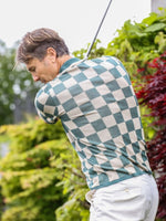 将图片加载到图库查看器，Check Tencel Polo | Green White Chequered Size S M L XL XXL | Bellemere New York 100% Sustainable Fashion | 100% Tencel | Tennis &amp; Golf Polo Shirt
