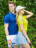 将图片加载到图库查看器，Cotton Cashmere Polo With Stripe Detailing | Blue Size S M L XL XXL | Bellemere New York 100% Sustainable Fashion | 90% Cotton 10% Cashmere | Tennis &amp; Golf Polo Shirt
