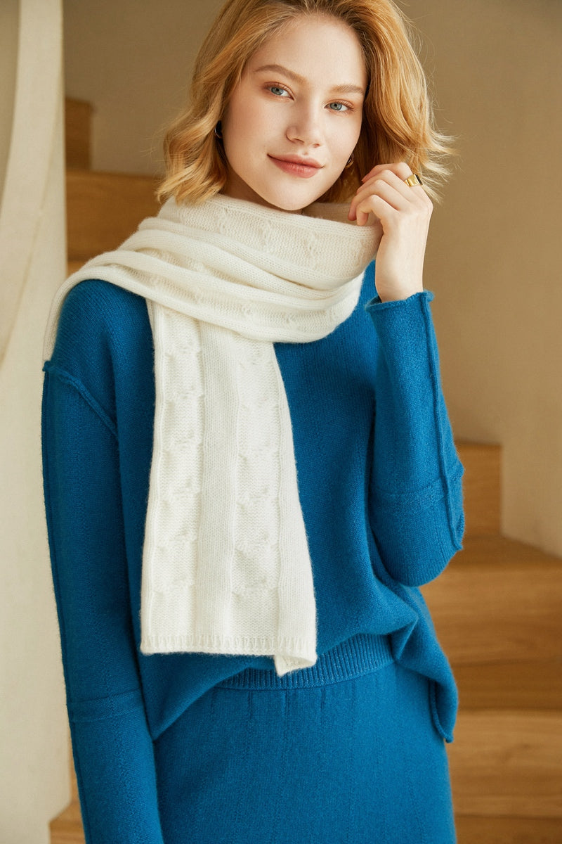 Solid Cable-Knit Cashmere Scarf