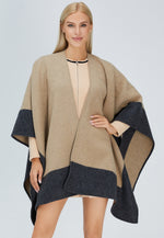 Load image into Gallery viewer, Double-Sided Wool Cape Shawl — Two-Tone Reversible Design

