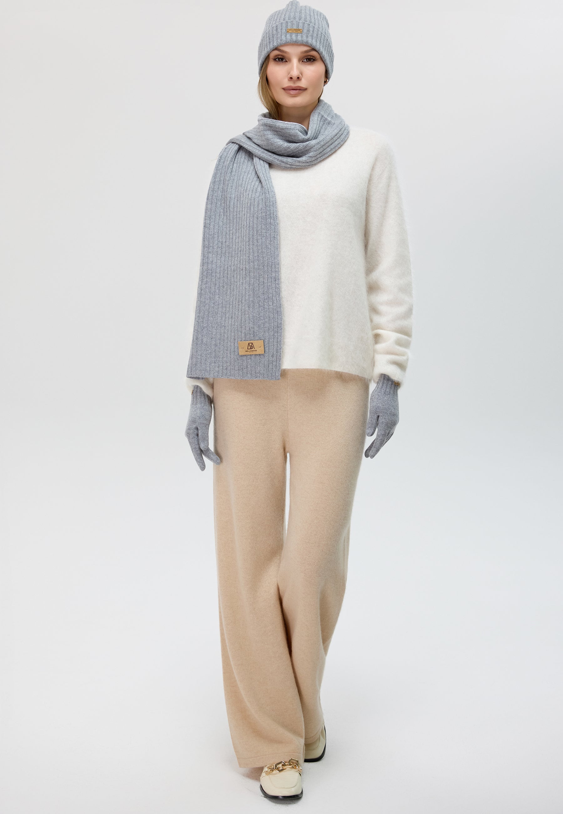 Flat-Ribbed Knit Merino Wool Scarf