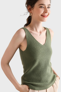 Stylish V-Neck Cashmere Vest Top1536082659754226