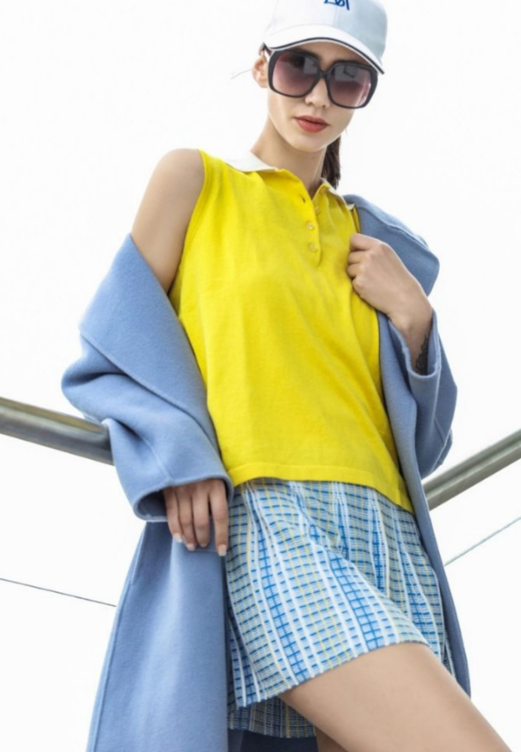 Cotton Cashmere Sleeveless Polo Shirt