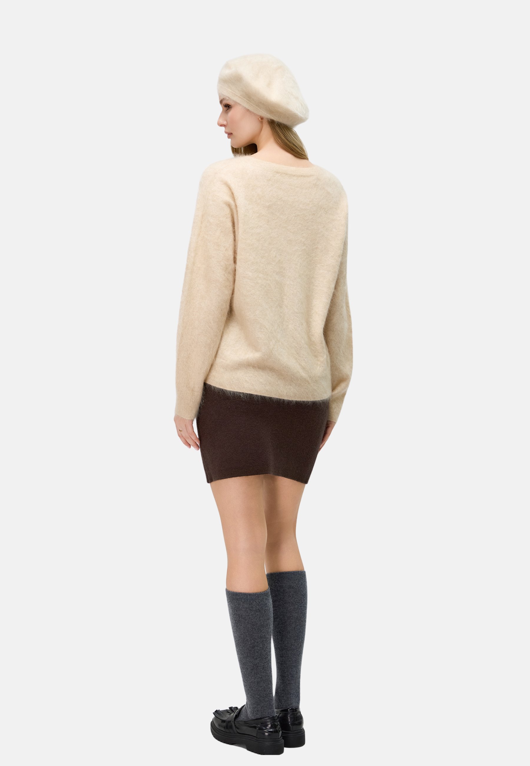 Brushed Silk Cashmere V - Neck Sweater