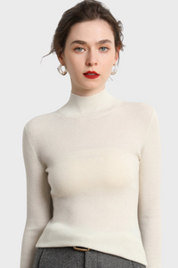 Fitted Mock-Neck Sweater (White Worsted Cashmere Staple)636084423885042