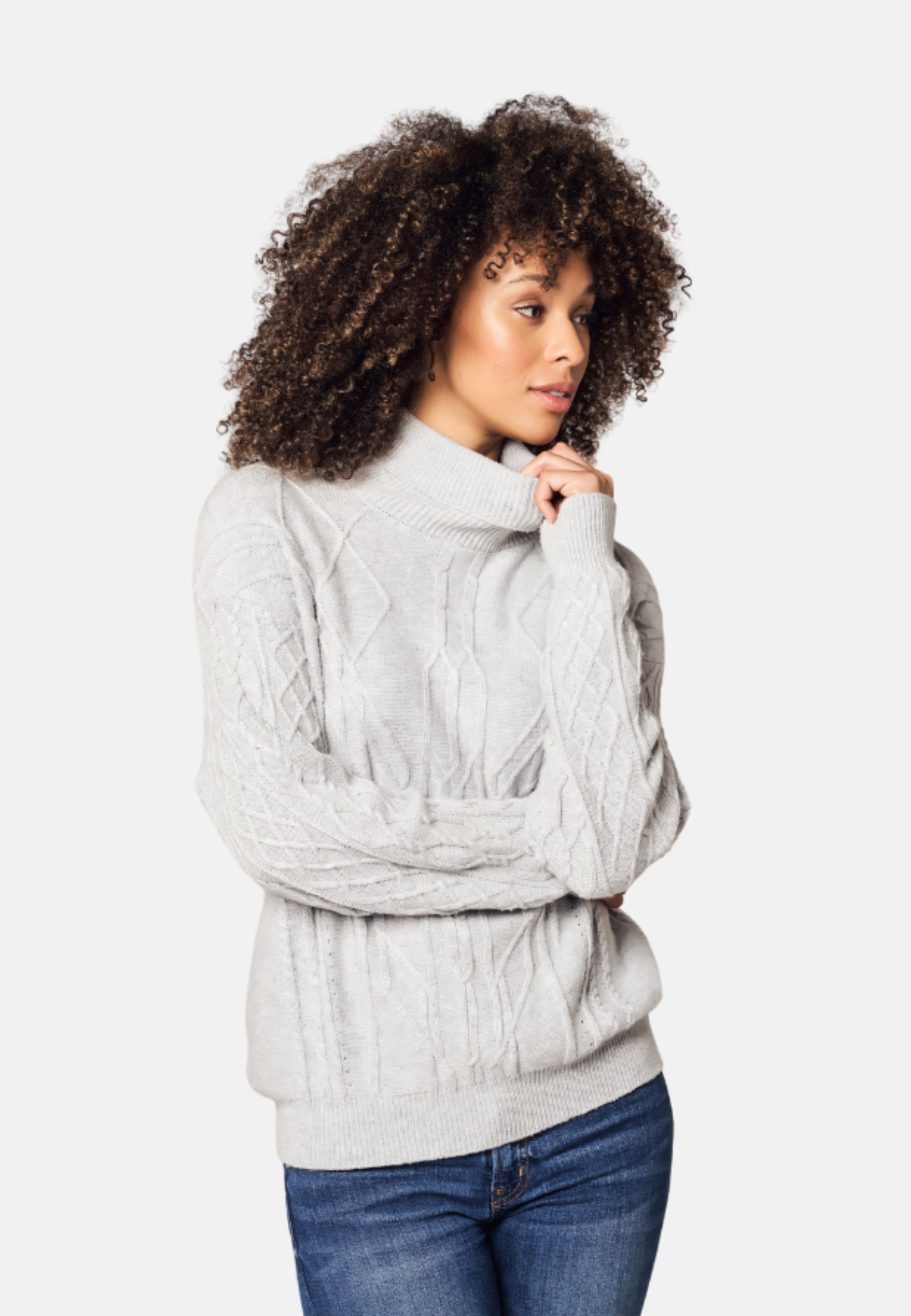Diamond Knit Turtleneck Cashmere Sweater