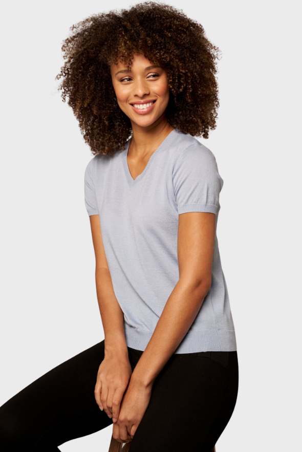 Silk Cashmere V-Neck T-Shirt