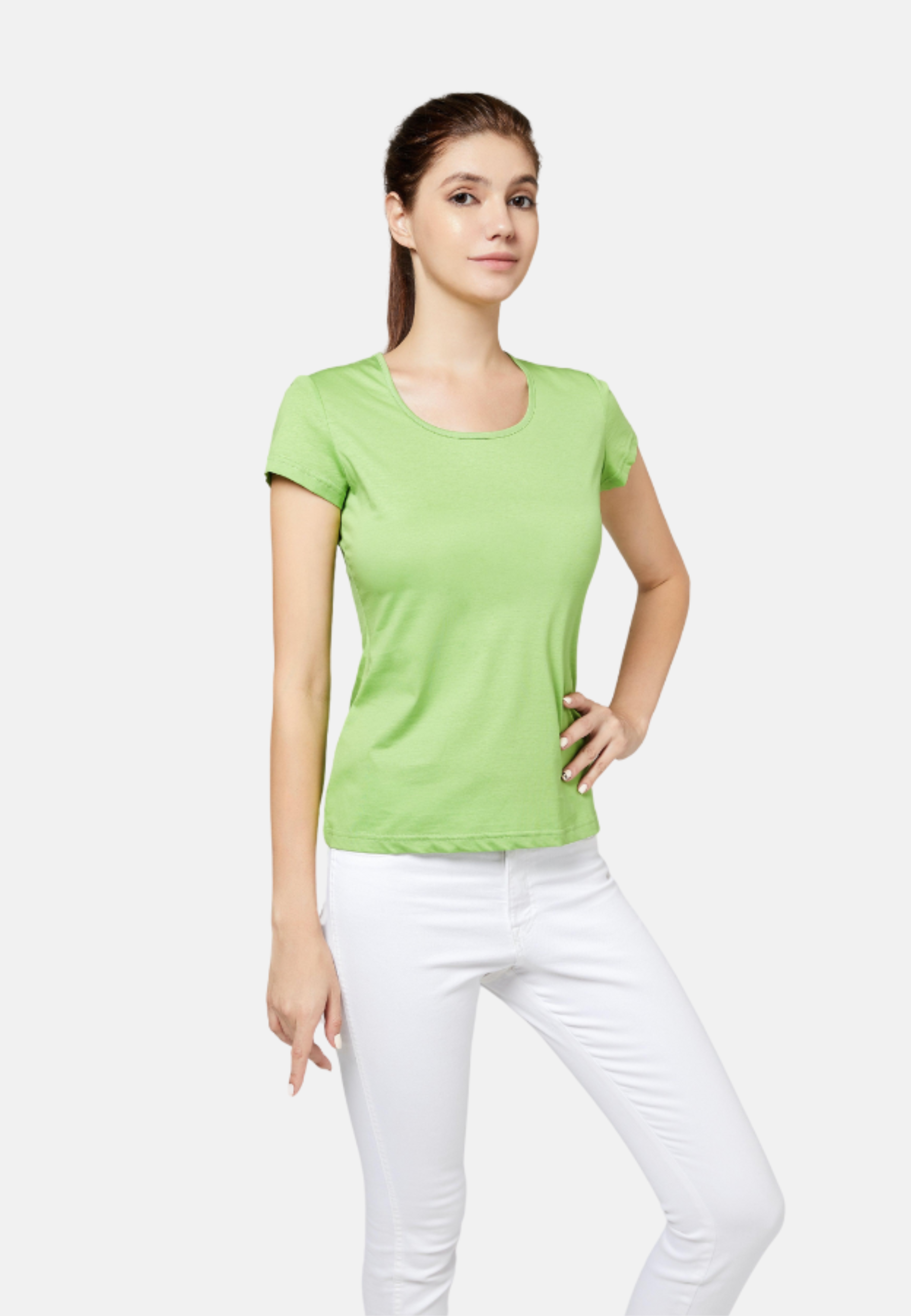Posh Women's Cotton U Sharp Slim Fit T-Shirt (135g)