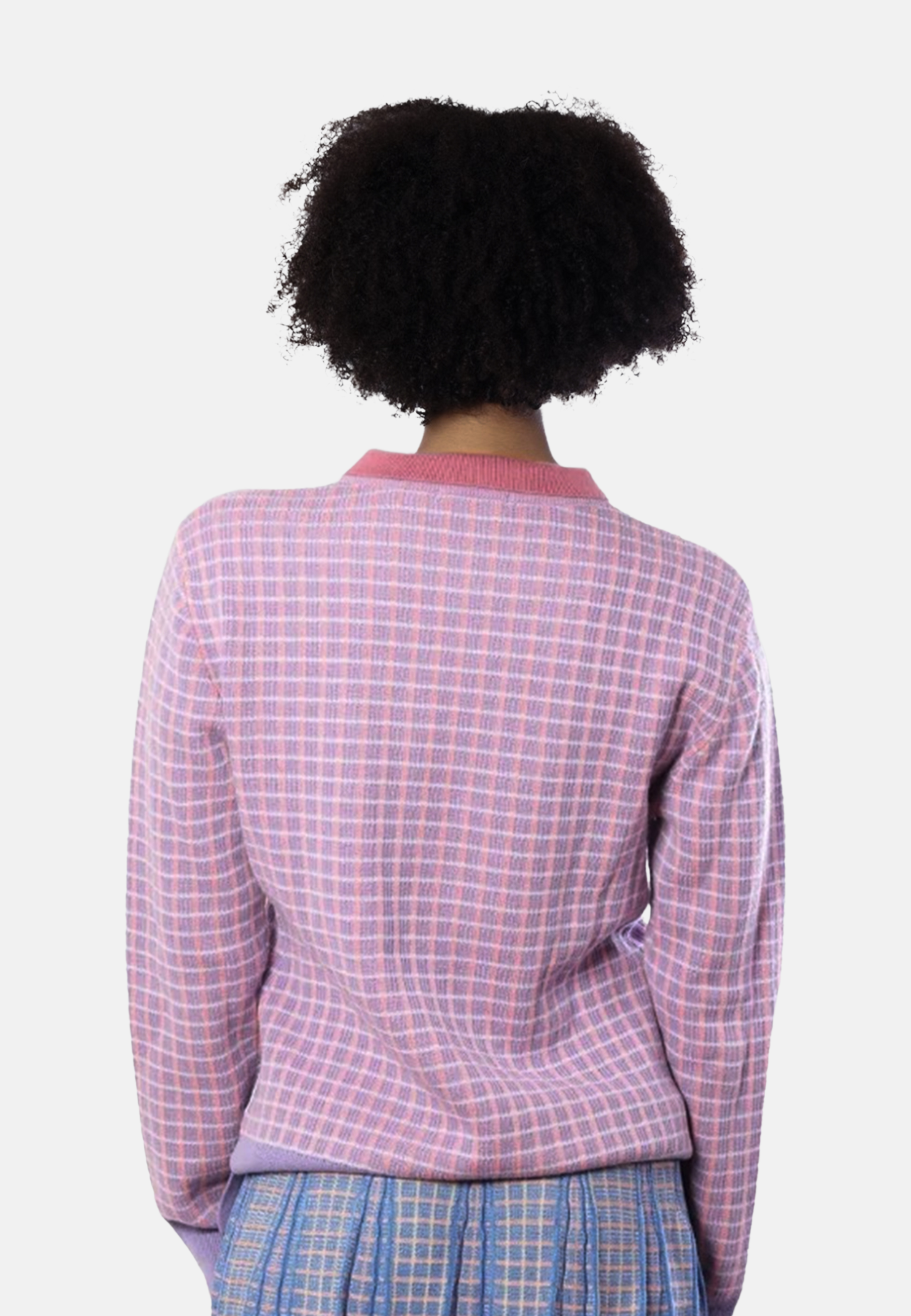 Tweed Merino Pullover With Pearl Collar