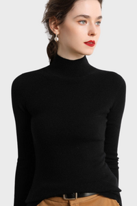 Fitted Mock-Neck Sweater (White Worsted Cashmere Staple)1736084423753970