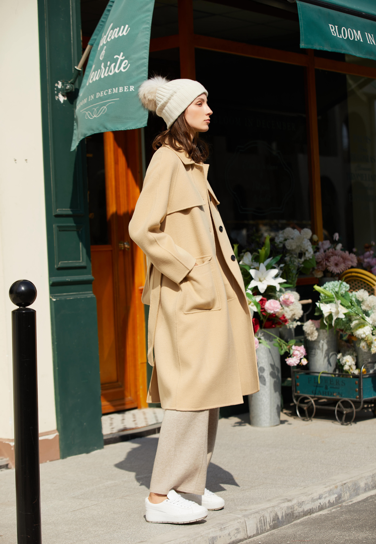 Manteau en laine beige