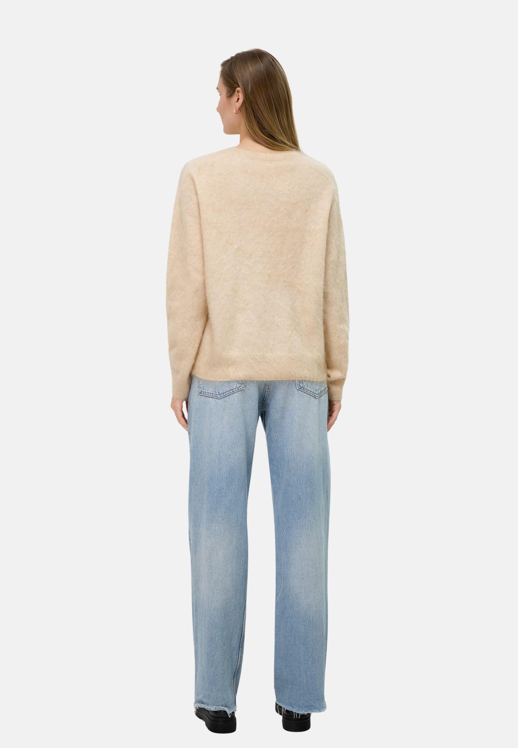 Brushed Silk Cashmere Crew-Neck Sweater