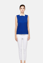 Lade das Bild in den Galerie-Viewer, Cotton Cashmere Sleeveless Polo Shirt
