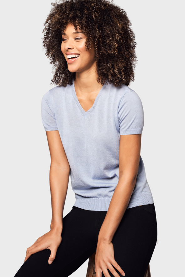 Silk Cashmere V-Neck T-Shirt