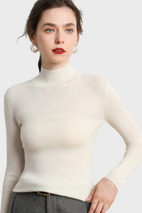 Fitted Mock-Neck Sweater (White Worsted Cashmere Staple)536084424474866