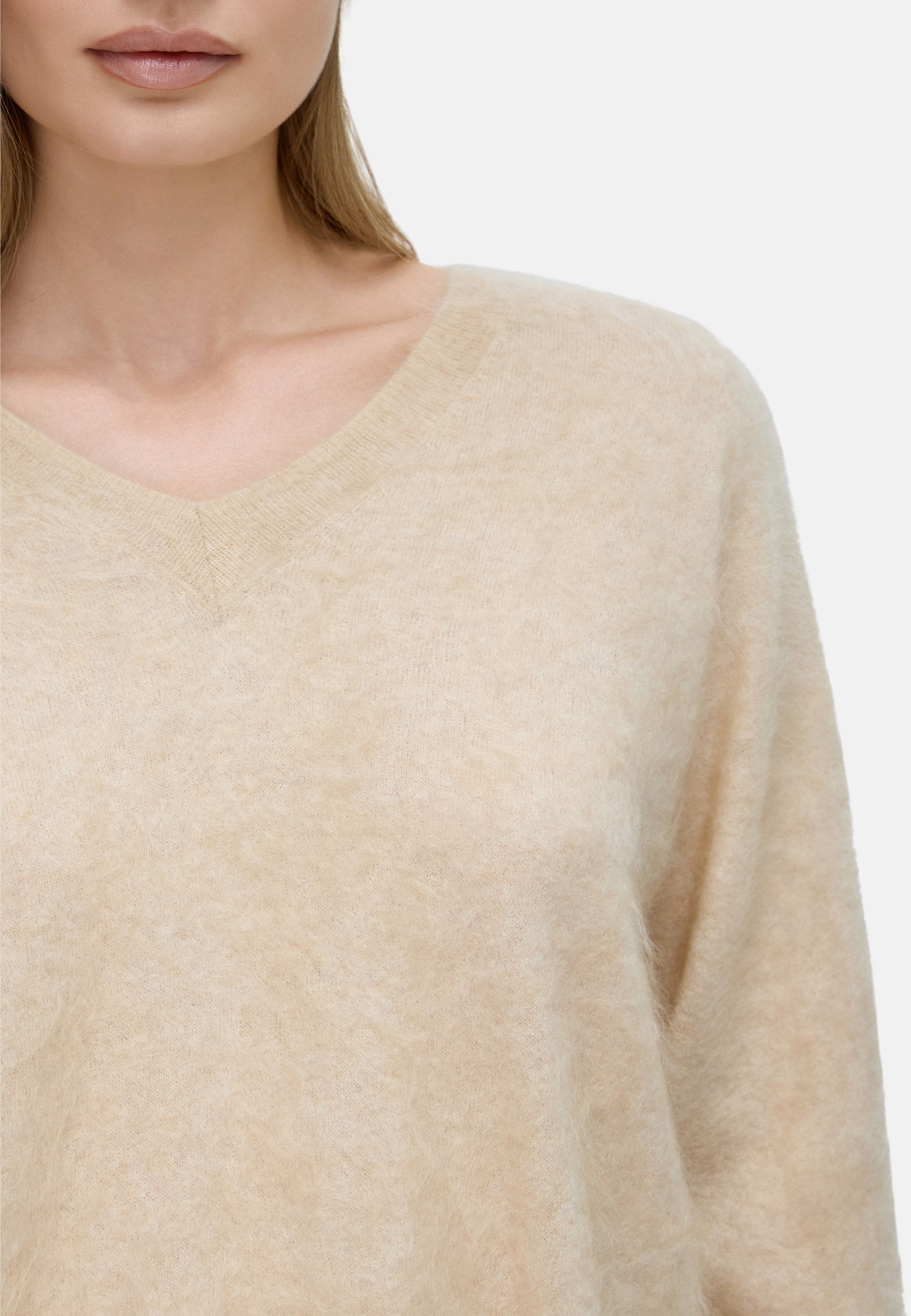 Brushed Silk Cashmere V - Neck Sweater