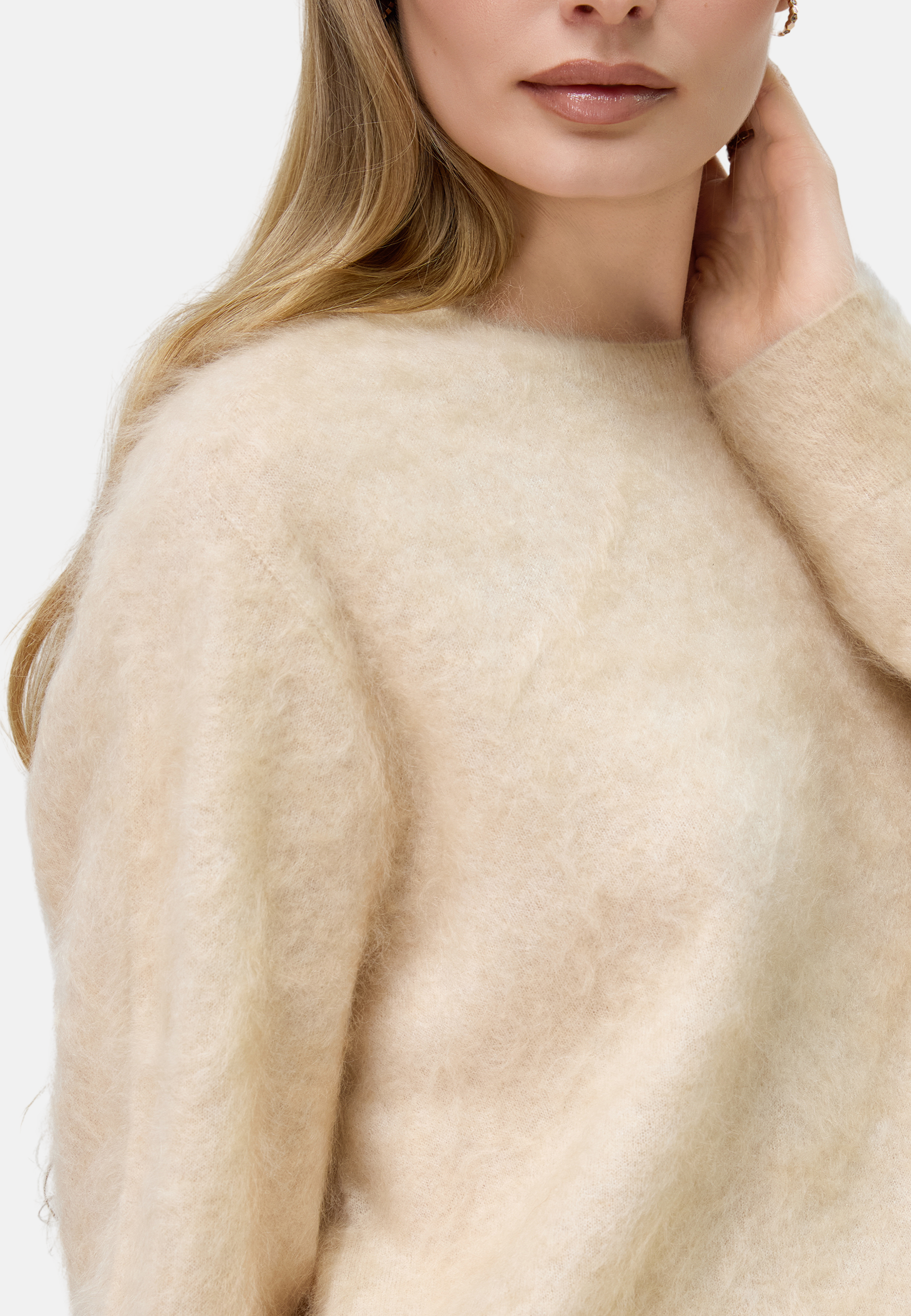 Brushed Silk Cashmere Crew-Neck Sweater