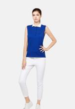 Lade das Bild in den Galerie-Viewer, Cotton Cashmere Sleeveless Polo Shirt
