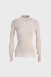 Fitted Mock-Neck Sweater (White Worsted Cashmere Staple)1436084423524594