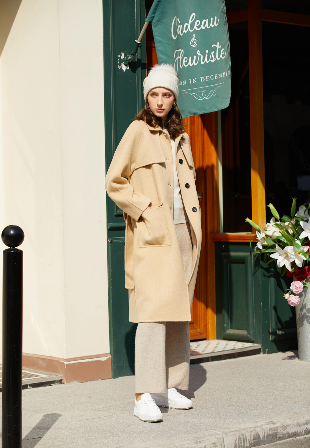 Manteau en laine beige