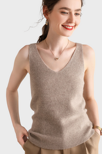 Stylish V-Neck Cashmere Vest Top436082659262706