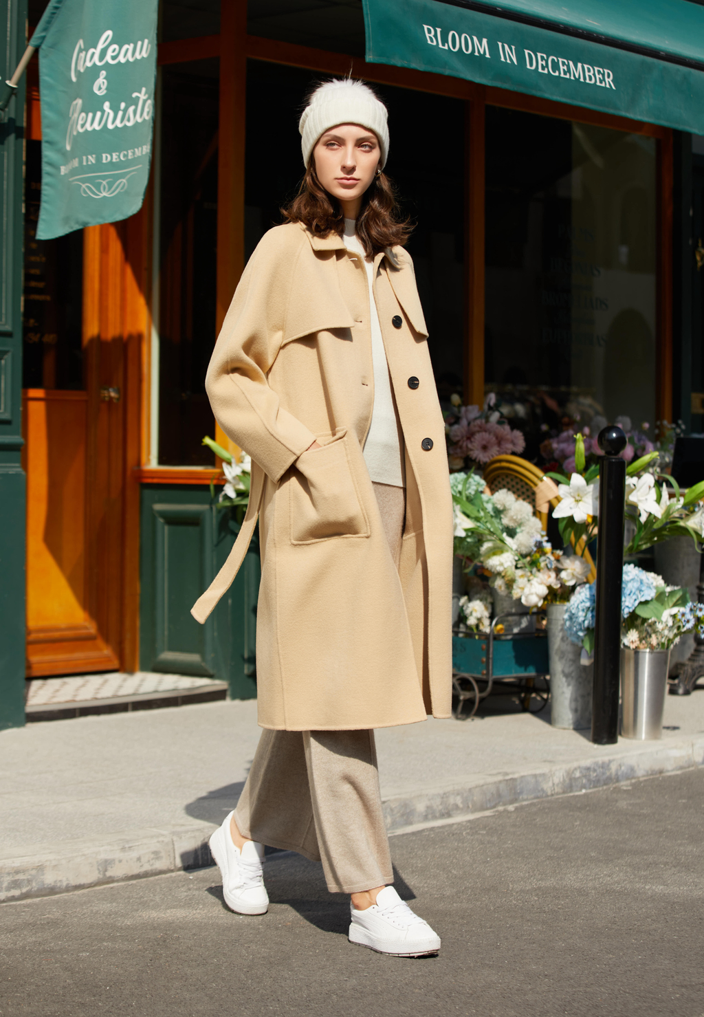 Manteau en laine beige