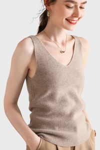 Stylish V-Neck Cashmere Vest Top536082659328242