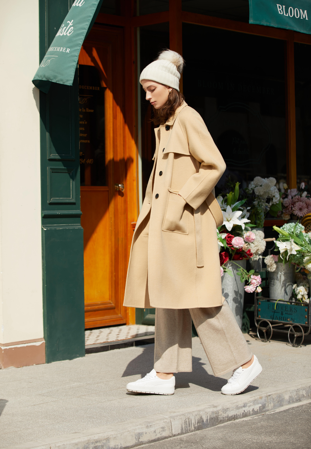 Manteau en laine beige