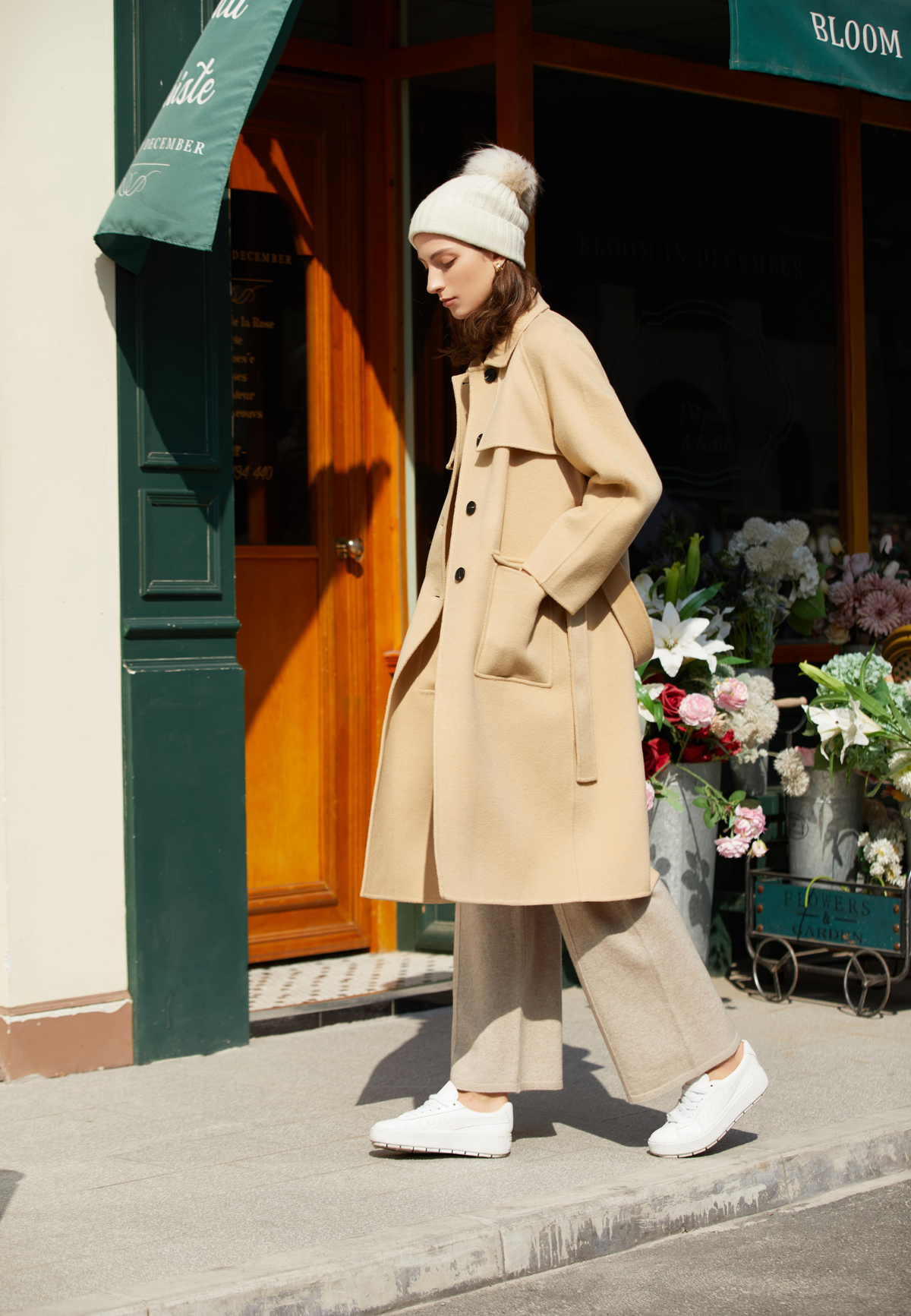 Manteau en laine beige